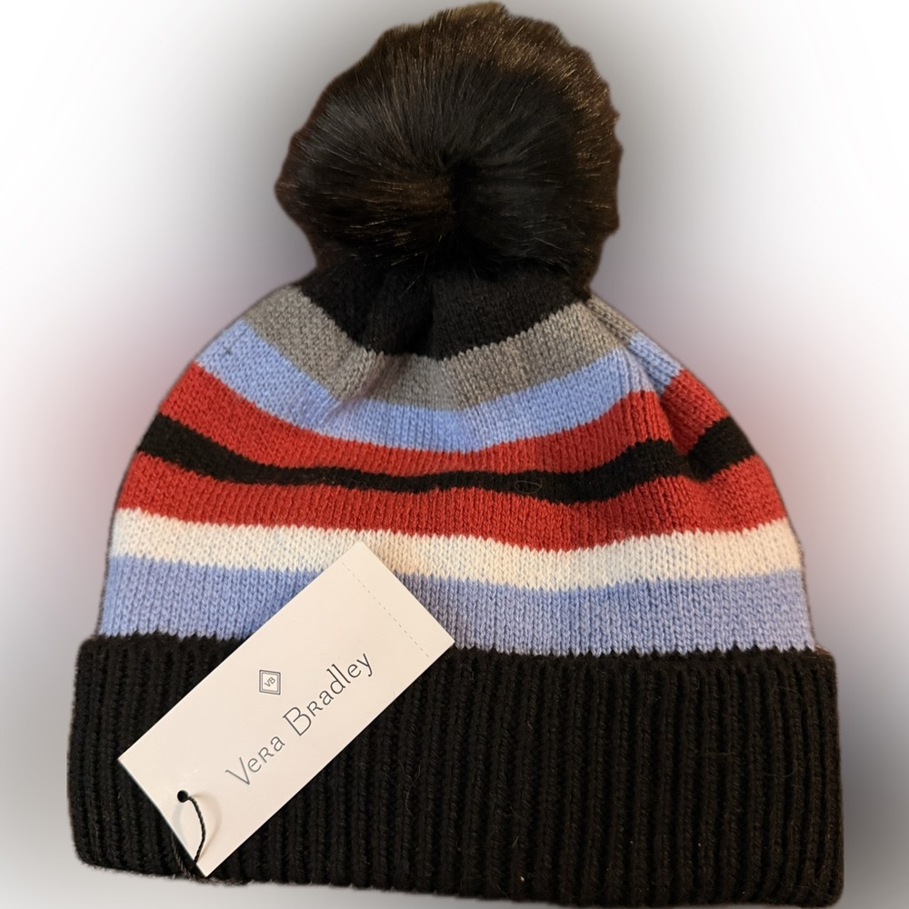 Vera Bradley Cozy Hat Perfectly Plaid Faux Fur NWT Beanie Winter Snow Toboggan